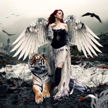 Картинка на аву девушка ангел и тигр
