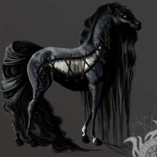 Kunst mit einem schwarzen Pferd