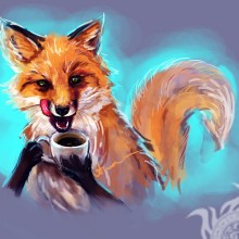 Imagen en avatar fox tomando café