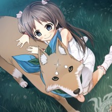 Anime Mädchen mit einem Fuchs