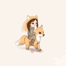 Foto de uma garota com uma raposa