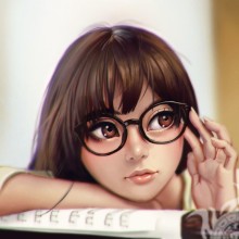 Cuadro de arte chica con gafas