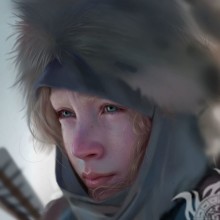 Arte realista de una niña con capucha en un avatar.