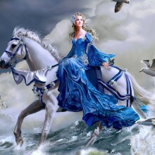Красивая наездница на белом коне ава
