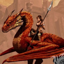 Avatar chica montando un dragón