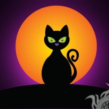 Чорна кішка арт на аву