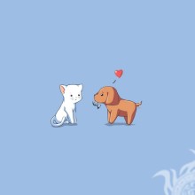 Котенок и щенок, картинка на аву про любовь