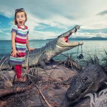 Lustiges Foto des Mädchens und der Krokodile für Avatar