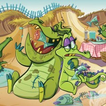 Familie von Krokodilen auf Avatar