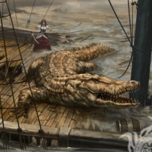 Арт на аву крокодил на піратському кораблі