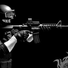 Soldado con arma en avatar