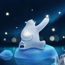 Eisbär auf Avatar-Karikatur