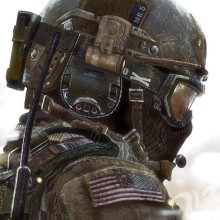 Kunst mit einem Soldaten in einer Maske auf einem Avatar