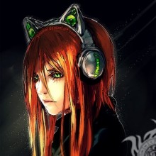 Avatar de arte anime en chica de auriculares