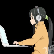 Avatar de garota anime em fones de ouvido