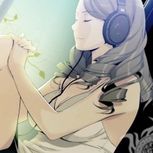 Arte no avatar de uma garota em fones de ouvido