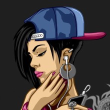 Chica en auriculares de arte en avatar