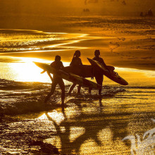 Surfistas no pôr do sol avatar