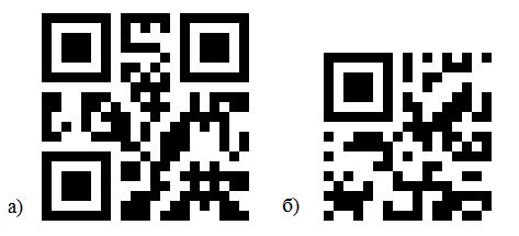 QR код числа «5»: а) обычный, б) мини QR