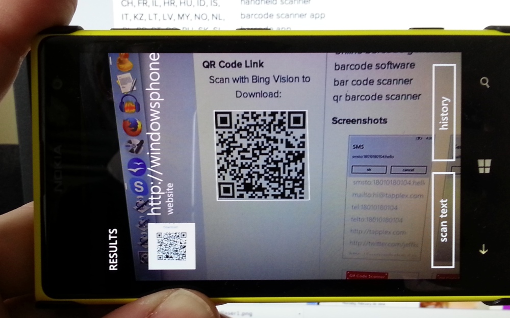 сканирование QR кода на windows phone