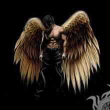 Foto de perfil oscuro ángel masculino