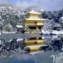 Japanese house in the snow on the profile picture