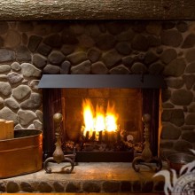 Fireplace made of stone for profile picture