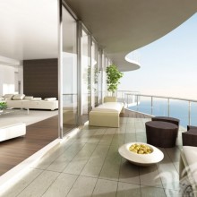Terrasse de l'hôtel avec avatar vue mer