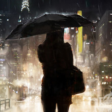 Mädchen Silhouette Regenschirm Foto