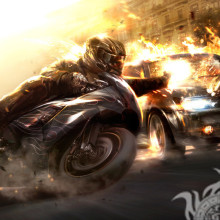 Movie art motorcycle on fire