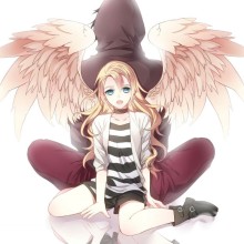 Fille ange et mec drôle avatar anime