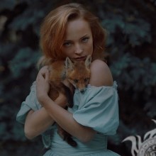 Girl with a fox for icon