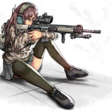 Foto bonita da garota do Standoff 2 com um rifle