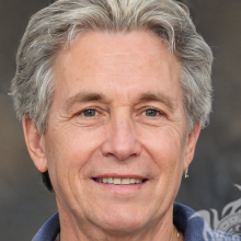 Face of an elderly man with gray hair