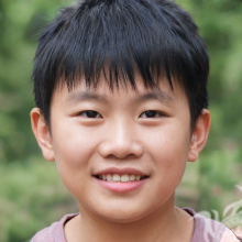 Retrato falso de menino asiático sorridente para o WhatsApp