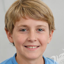 Retrato falso de um menino sorridente para avatar