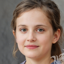 O rosto de uma garota russa de 11 anos