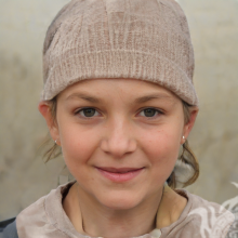 Das Gesicht eines kleinen Mädchens mit Hut