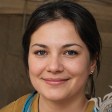 Woman's face forced smile