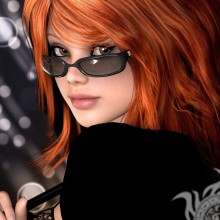 Red-haired girl in glasses for icon
