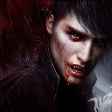 Парень вампир с кровью на лице