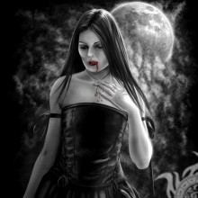Рисунок девушки вампира черно-белый