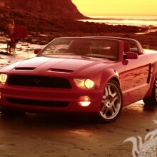 Красный Ford Mustang кабриолет скачать фото на аву для парня