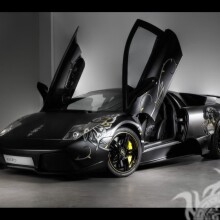 Завантажити картинку чорної Lamborghini з піднімаються дверима на аватарку
