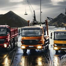 Baixe uma foto de caminhões Mercedes alemães em sua foto de perfil