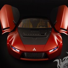 Завантажити фото розкішна червона Mitsubishi з піднімаються дверима на аватарку