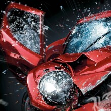 Imagem legal do jogo em seu carro vermelho destruído no avatar do YouTube