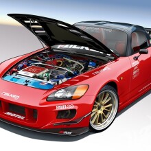 Red sports car photo under the hood on the avatar download for the girl