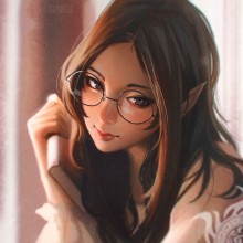 Elf girl with glasses on avatar
