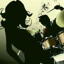 Schlagzeug Mädchen Disco Foto